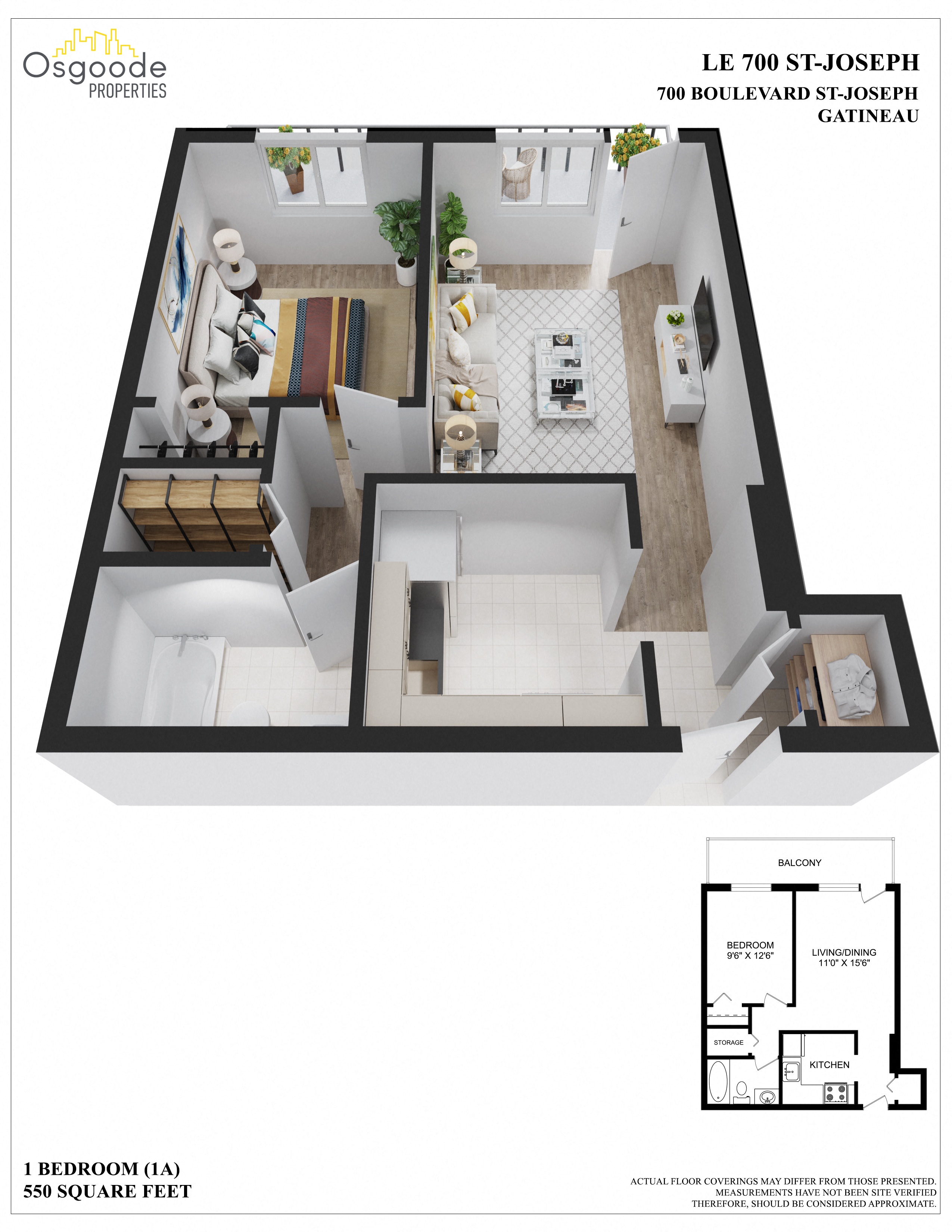 Appartement 1 Chambre a louer à Gatineau-Hull a 700 St Joseph - Plan 01 - TrouveUnAppart – L401982
