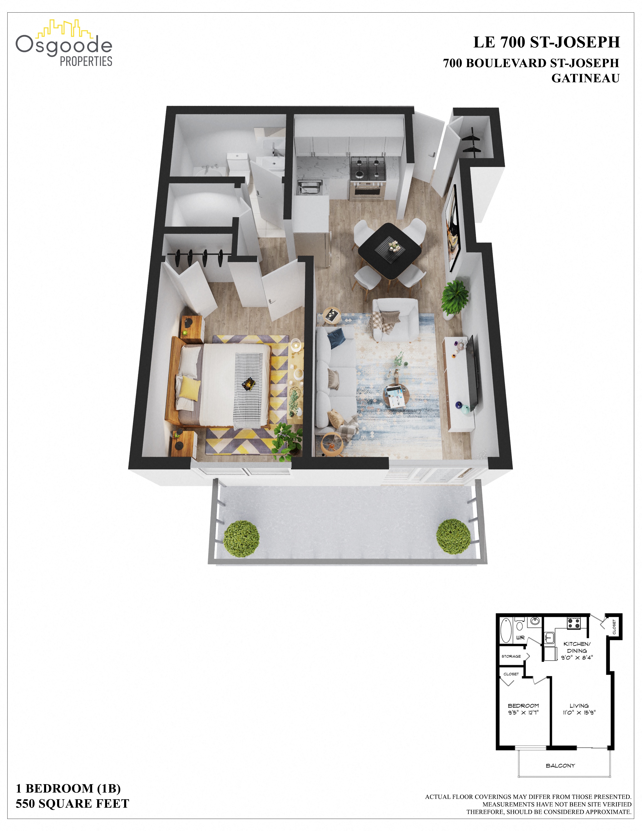 Appartement 1 Chambre a louer à Gatineau-Hull a 700 St Joseph - Plan 01 - TrouveUnAppart – L401981