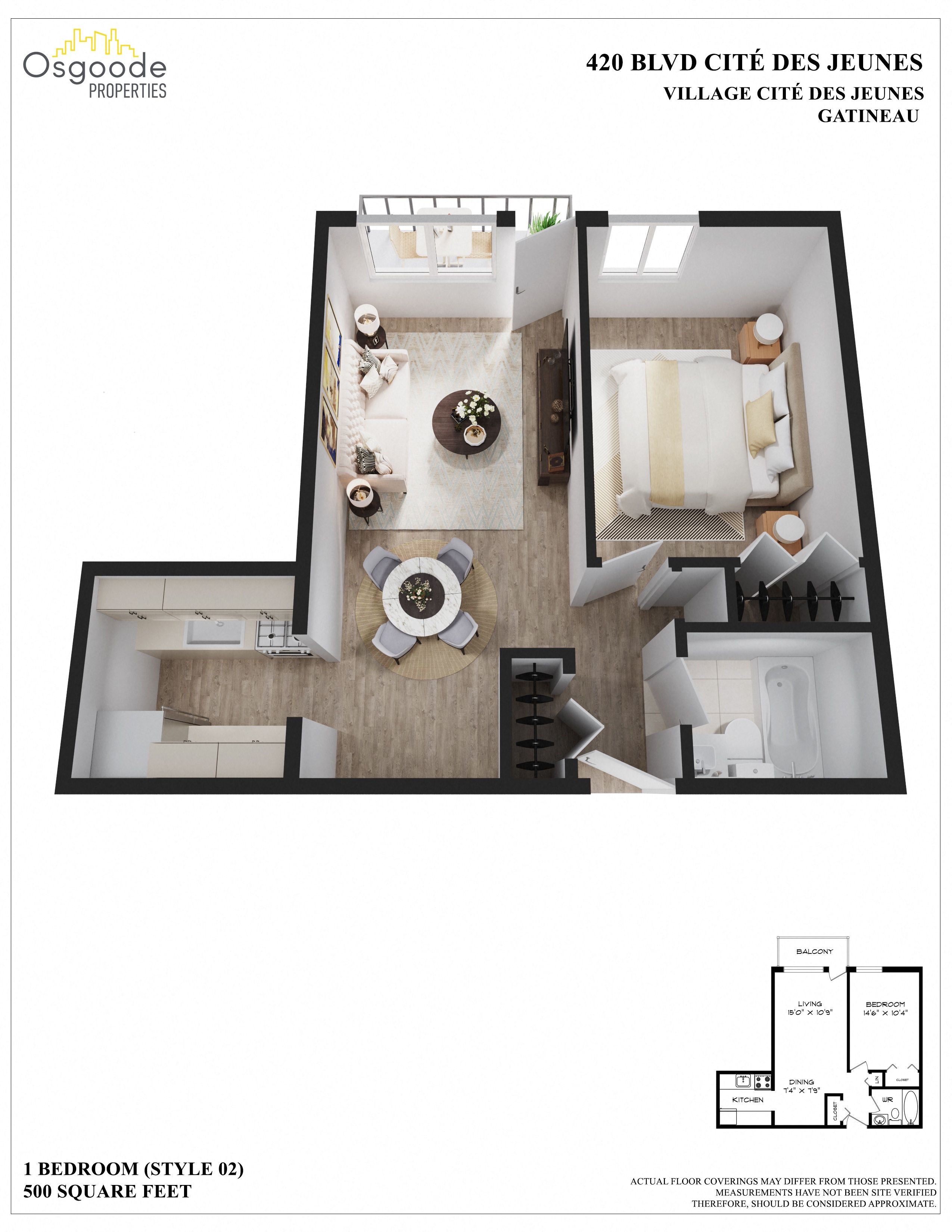 Appartement 1 Chambre a louer à Gatineau-Hull a Village Cite Des Jeunes - Plan 01 - TrouveUnAppart – L403340